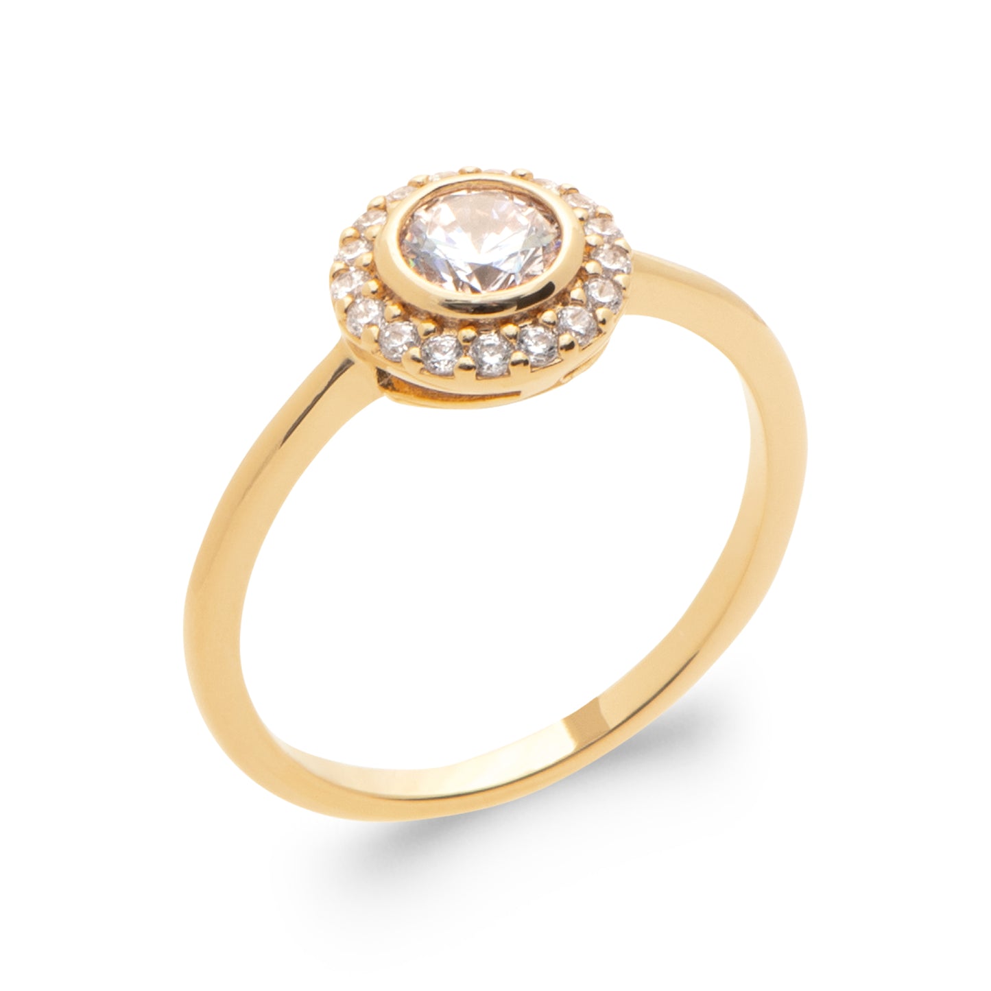 Halo-Ring, 18 Karat Gold-Finish