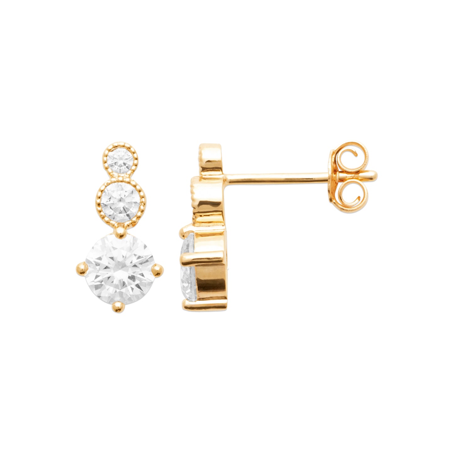 Dreifach-Kreis-Ohrringe, 18 Karat Gold-Finish