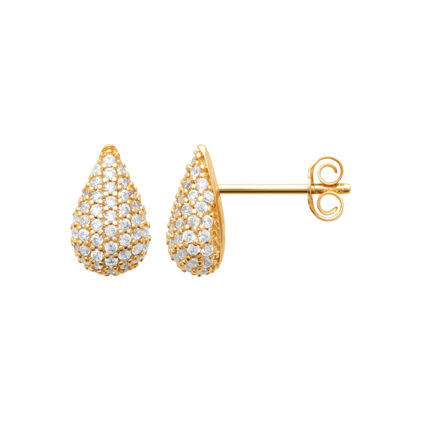 Funkelnder Tropfenohrring, 18 Karat Gold-Finish