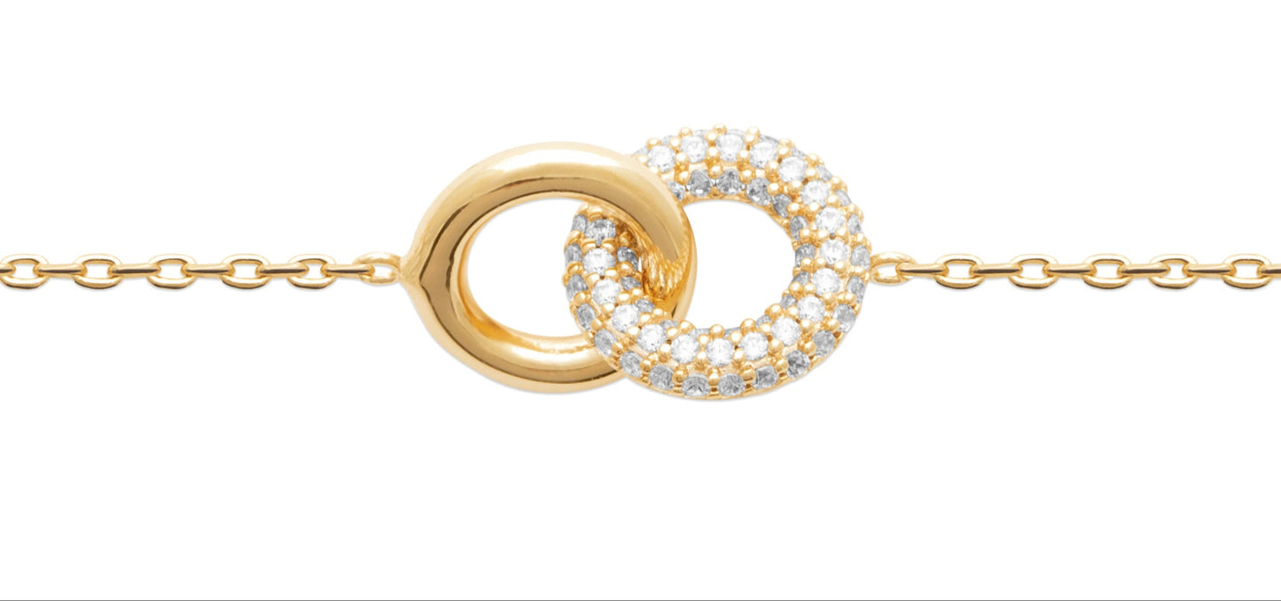 Eternal Link Bracelet 18k gold finish with Cubic Zirconium - 18 cm