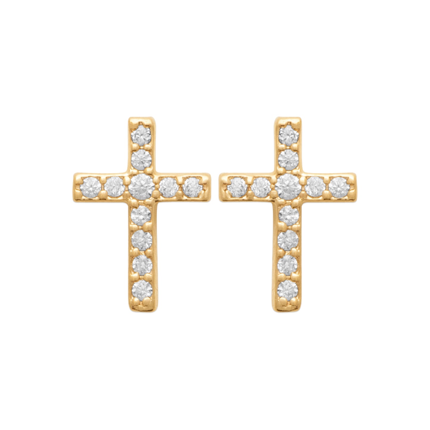 earrings cross 18k gold finish with Cubic Zirconium