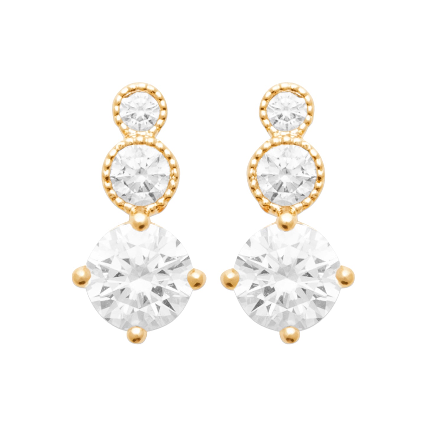 Dreifach-Kreis-Ohrringe, 18 Karat Gold-Finish