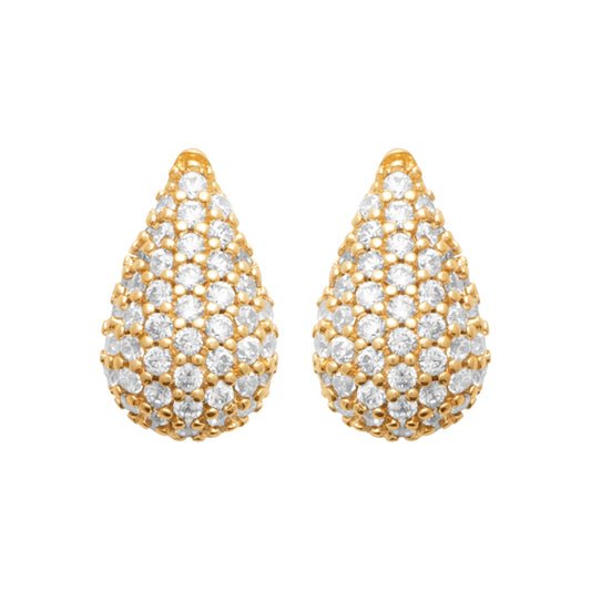 Funkelnder Tropfenohrring, 18 Karat Gold-Finish