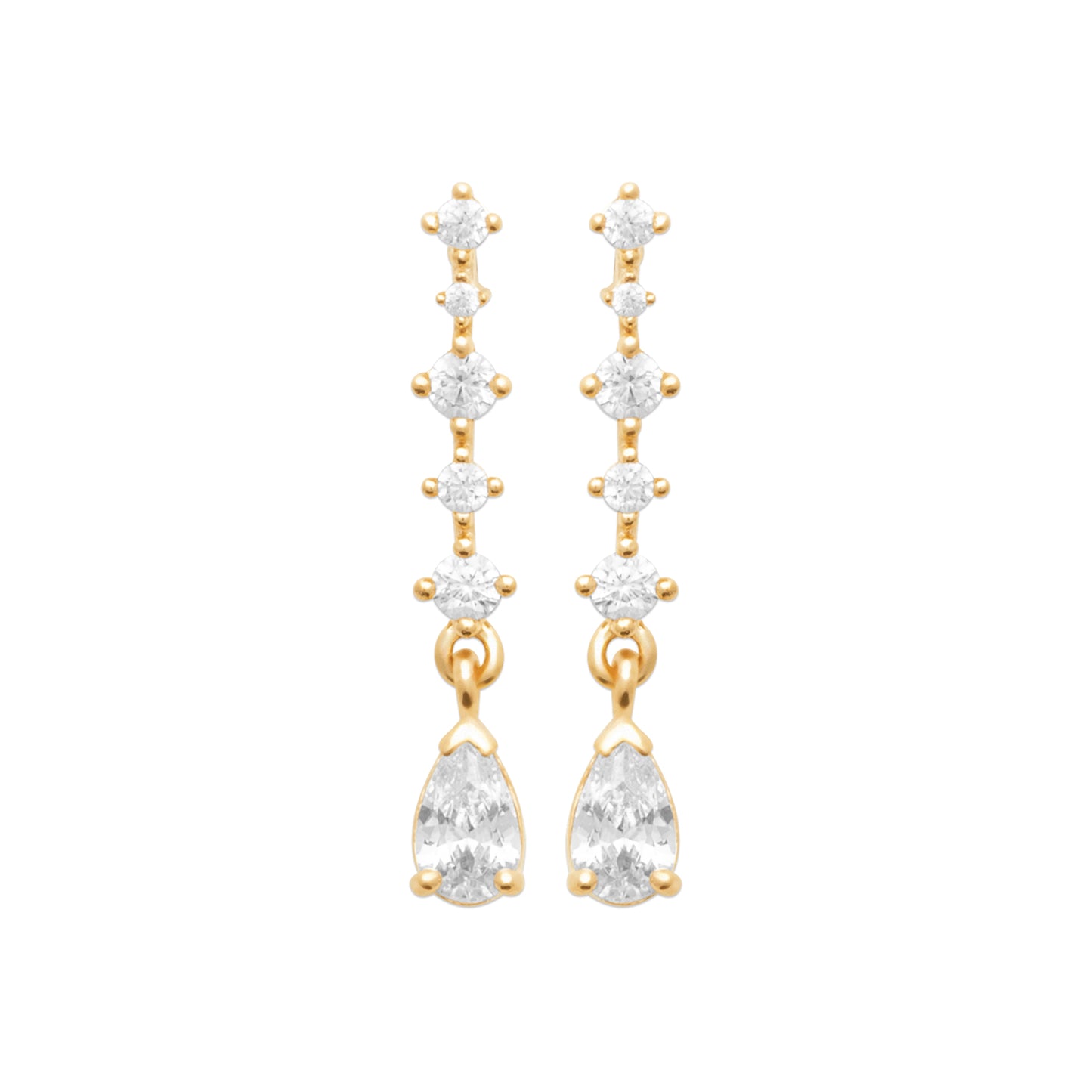 Funkelnde Tropfenohrringe, 18 Karat Gold-Finish