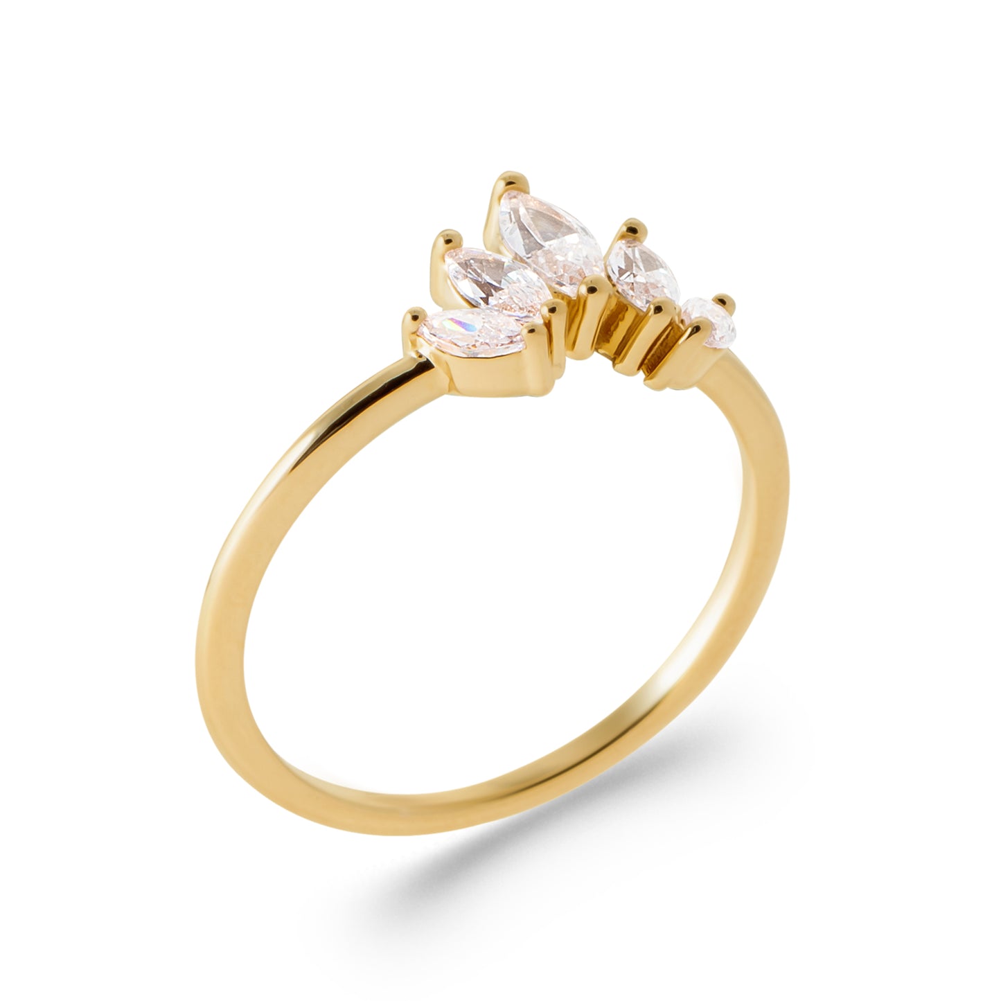 Weißer hoher Federring, 18 Karat Gold-Finish