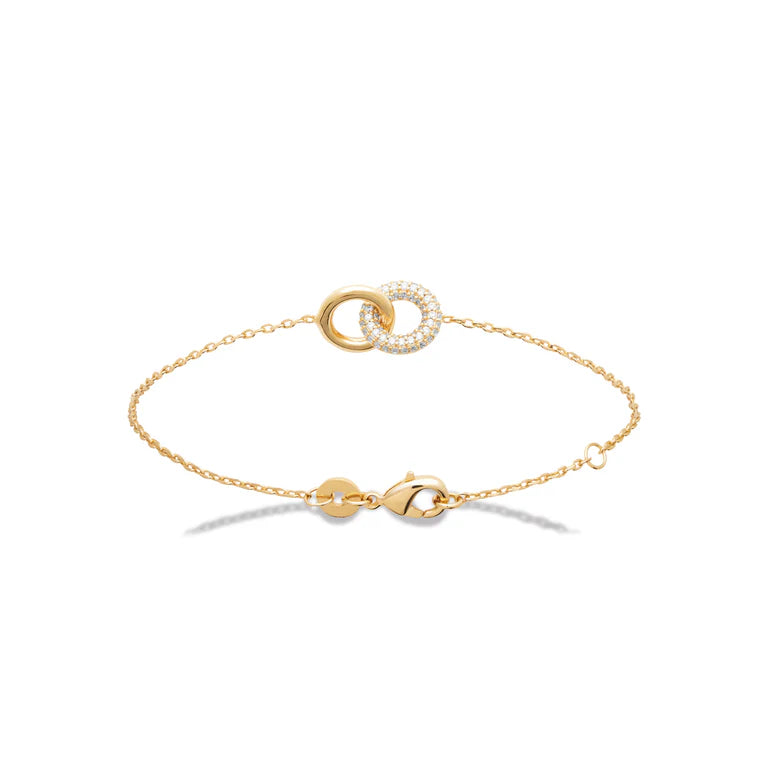 Eternal Link Bracelet 18k gold finish with Cubic Zirconium - 18 cm